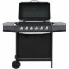 VidaXL Barbecue Au Gaz Avec 6 Zones De Cuisson Acier Noir - Noir -France Barbecue Soldes Boutique 11121888 1