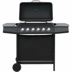 VidaXL Barbecue Au Gaz Avec 6 Zones De Cuisson Acier Noir - Noir