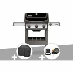 Barbecue Gaz Weber Spirit II E-310 + Plancha + Housse + Thermomètre IGrill 3 - Noir