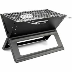 Relaxdays Barbecue Pliable Et Transportable Avec Poignée Pratique En Inox Bac à Charbon Acier Noir Grill été Jardin Parc