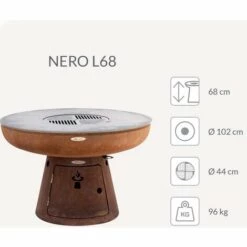 REMUNDI Barbecue Brasero En Acier Nero Hauteur 68 Cm Diamètre 102 Cm Orange - Orange -France Barbecue Soldes Boutique 11740145 2