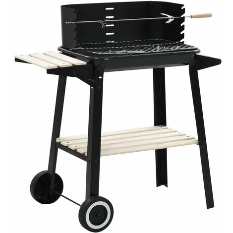 VidaXL Barbecue Au Charbon De Bois Avec Roulettes - Noir 3 VidaXL Barbecue Au Charbon De Bois Avec Roulettes - Noir