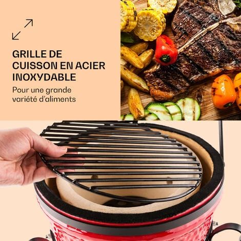 Klarstein Princesize Kamado-Grill Barbecue En Céramique Grille De Barbecue En Acier Inoxydable Barbecue Fumoir BBQ Rouge 5 Klarstein Princesize Kamado-Grill Barbecue En Céramique Grille De Barbecue En Acier Inoxydable Barbecue Fumoir BBQ Rouge – Image 3