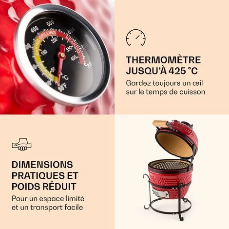 Klarstein Princesize Kamado-Grill Barbecue En Céramique Grille De Barbecue En Acier Inoxydable Barbecue Fumoir BBQ Rouge 7 Klarstein Princesize Kamado-Grill Barbecue En Céramique Grille De Barbecue En Acier Inoxydable Barbecue Fumoir BBQ Rouge – Image 5