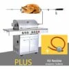 Barbecue à Gaz INOX 4 BRÛLEURS + 1 KIT RÔTISSOIRE (1 BRÛLEUR Infrarouge & TOURNEBROCHE)+ 1 Réchaud Et Thermomètre, 22KW, Grille/Plancha Inclus + Kit Flexibile - DÖNER GREADEN - Inox -France Barbecue Soldes Boutique 14068128 1