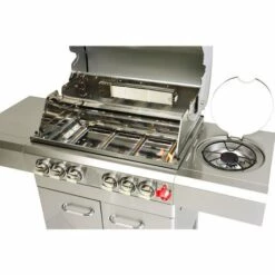 Barbecue à Gaz INOX 4 BRÛLEURS + 1 KIT RÔTISSOIRE (1 BRÛLEUR Infrarouge & TOURNEBROCHE)+ 1 Réchaud Et Thermomètre, 22KW,Grille/Plancha Inclus + Kit Flexibile + Housse - DÖNER GREADEN - Inox -France Barbecue Soldes Boutique 14068129 3