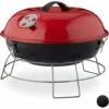Relaxdays Barbecue Rond, Portable, Couvercle, Pique Nique, Grosse Surface De Cuisson,charbon De Bois D.36 Cm. Rouge -France Barbecue Soldes Boutique 14891408 1