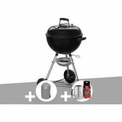 Barbecue à Charbon Weber Original Kettle E-4710 47 Cm + Housse + Kit Cheminée