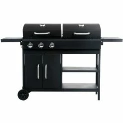 VidaXL Barbecue Gril Combo à Gaz Et Au Charbon Avec 3 Brûleurs - Noir -France Barbecue Soldes Boutique 17377638 3