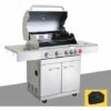 Barbecue Gaz INOX 4 Brûleurs +1 Réchaud 17.5KW, Inclus Grill Et Plancha & Thermomètre,Puissance Totale 17.5KW + Housse, - PHÉNIX GREADEN - Inox -France Barbecue Soldes Boutique 18048472 1