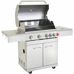 Barbecue Gaz INOX 4 Brûleurs +1 Réchaud 17.5KW, Inclus Grill Et Plancha & Thermomètre,Puissance Totale 17.5KW + Housse, - PHÉNIX GREADEN - Inox -France Barbecue Soldes Boutique 18048472 2