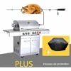 Barbecue à Gaz INOX 4 BRÛLEURS + 1 KIT RÔTISSOIRE (1 BRÛLEUR Infrarouge & TOURNEBROCHE)+ 1 Réchaud Et Thermomètre, 22KW,Grille/Plancha Inclus + Housse - DÖNER GREADEN - Inox -France Barbecue Soldes Boutique 18048473 1