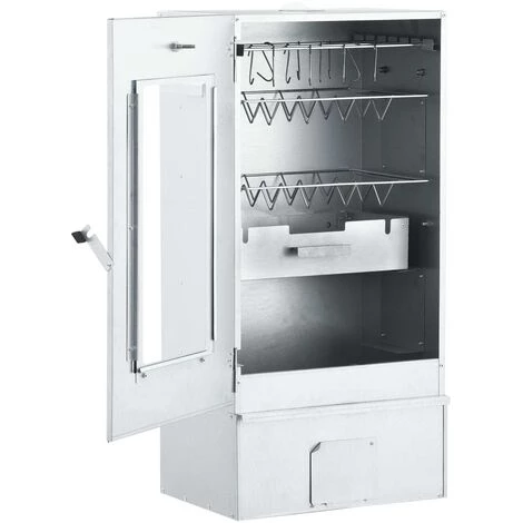 VidaXL Fumoir De Four à BBQ Avec 1 Kg De Copeaux De Bois 44,5x29x83 Cm - Argent 5 VidaXL Fumoir De Four à BBQ Avec 1 Kg De Copeaux De Bois 44,5x29x83 Cm - Argent – Image 3