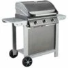 Barbecue Gaz Sur Chariot - Fiesta 3 - Grill + Plancha - Capot Avec Thermomètre Intégré - Surface De Cuisson : 2 762,5 Cm² - Puissance : 10 Kw - Argent - Cook'in Garden -France Barbecue Soldes Boutique 18389906 1