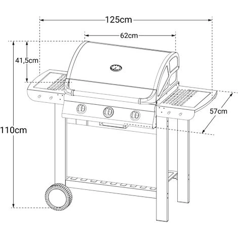 Barbecue Gaz Sur Chariot - Fiesta 3 - Grill + Plancha - Capot Avec Thermomètre Intégré - Surface De Cuisson : 2 762,5 Cm² - Puissance : 10 Kw - Argent - Cook'in Garden 4 Barbecue Gaz Sur Chariot - Fiesta 3 - Grill + Plancha - Capot Avec Thermomètre Intégré - Surface De Cuisson : 2 762,5 Cm² - Puissance : 10 Kw - Argent - Cook'in Garden – Image 2