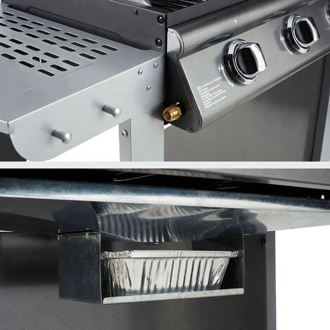 Barbecue Gaz Sur Chariot - Fiesta 3 - Grill + Plancha - Capot Avec Thermomètre Intégré - Surface De Cuisson : 2 762,5 Cm² - Puissance : 10 Kw - Argent - Cook'in Garden 5 Barbecue Gaz Sur Chariot - Fiesta 3 - Grill + Plancha - Capot Avec Thermomètre Intégré - Surface De Cuisson : 2 762,5 Cm² - Puissance : 10 Kw - Argent - Cook'in Garden – Image 3