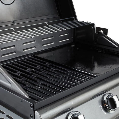 Barbecue Gaz Sur Chariot - Fiesta 3 - Grill + Plancha - Capot Avec Thermomètre Intégré - Surface De Cuisson : 2 762,5 Cm² - Puissance : 10 Kw - Argent - Cook'in Garden 6 Barbecue Gaz Sur Chariot - Fiesta 3 - Grill + Plancha - Capot Avec Thermomètre Intégré - Surface De Cuisson : 2 762,5 Cm² - Puissance : 10 Kw - Argent - Cook'in Garden – Image 4