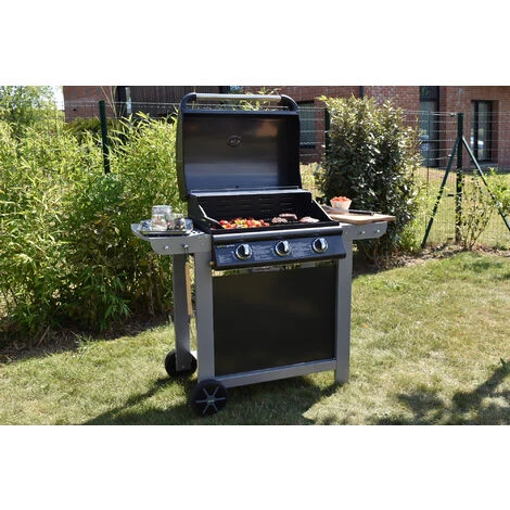 Barbecue Gaz Sur Chariot - Fiesta 3 - Grill + Plancha - Capot Avec Thermomètre Intégré - Surface De Cuisson : 2 762,5 Cm² - Puissance : 10 Kw - Argent - Cook'in Garden 7 Barbecue Gaz Sur Chariot - Fiesta 3 - Grill + Plancha - Capot Avec Thermomètre Intégré - Surface De Cuisson : 2 762,5 Cm² - Puissance : 10 Kw - Argent - Cook'in Garden – Image 5