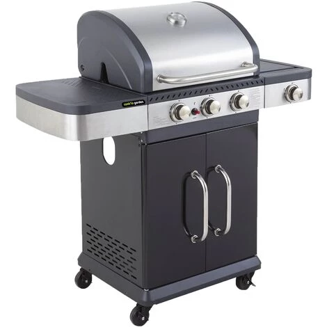 Barbecue Gaz 2 En 1 Fidgi - Grill Et Plancha - 3 Brûleurs - Thermomètre Capot - Puissance 11,5 Kw - Noir/Inox - Cook'In Garden 3 Barbecue Gaz 2 En 1 Fidgi - Grill Et Plancha - 3 Brûleurs - Thermomètre Capot - Puissance 11,5 Kw - Noir/Inox - Cook'In Garden