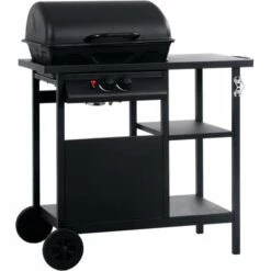 ASUPERMALL Barbecue A Gaz Avec Table Laterale A 3 Niveaux Noir