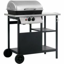 ASUPERMALL Barbecue A Gaz Avec Tablette A 3 Couches Noir Et Argente