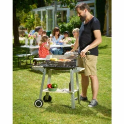 Deuba Barbecue Mobile Avec Grille Réglable Avec Roues Et Poignée 83 X 44 X 87 Cm Métal Et Bois BBQ, Grillades Cuisson -France Barbecue Soldes Boutique 18476653 3