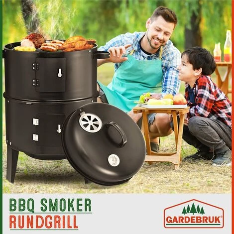 Deuba | Barbecue Fumoir Smoker • Fonctions 3 En 1 • Grill Barbecue Fumoir Rond • Thermomètre Inclus • 84x40 Cm | BBQ Grillades 3 Deuba | Barbecue Fumoir Smoker • Fonctions 3 En 1 • Grill Barbecue Fumoir Rond • Thermomètre Inclus • 84x40 Cm | BBQ Grillades
