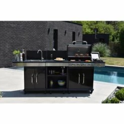 Barbecue Gaz - Grill Et Plancha - FIDGI 4 + Desserte + Evier - Cuisine D'extérieur - Cook'in Garden - Noir -France Barbecue Soldes Boutique 18738742 3