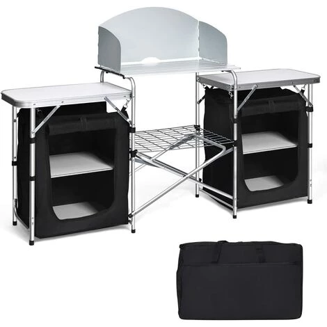 COSTWAY Cuisine De Camping Avec Etagère De Rangement, Cuisine D’Extérieur, Idéal Pour Soirée, Pique-nique, Festival Etc. 2 COSTWAY Cuisine De Camping Avec Etagère De Rangement, Cuisine D’Extérieur, Idéal Pour Soirée, Pique-nique, Festival Etc.