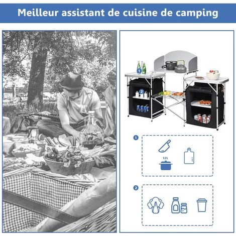 COSTWAY Cuisine De Camping Avec Etagère De Rangement, Cuisine D’Extérieur, Idéal Pour Soirée, Pique-nique, Festival Etc. 4 COSTWAY Cuisine De Camping Avec Etagère De Rangement, Cuisine D’Extérieur, Idéal Pour Soirée, Pique-nique, Festival Etc. – Image 3