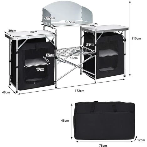COSTWAY Cuisine De Camping Avec Etagère De Rangement, Cuisine D’Extérieur, Idéal Pour Soirée, Pique-nique, Festival Etc. 6 COSTWAY Cuisine De Camping Avec Etagère De Rangement, Cuisine D’Extérieur, Idéal Pour Soirée, Pique-nique, Festival Etc. – Image 5