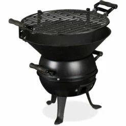 Relaxdays Barbecue Tonneau, Fonte De Fer Et Acier, Réglable Hauteur, Portable, Charbon De Bois, Grillage D.35 Cm,noir -France Barbecue Soldes Boutique 20281428 3