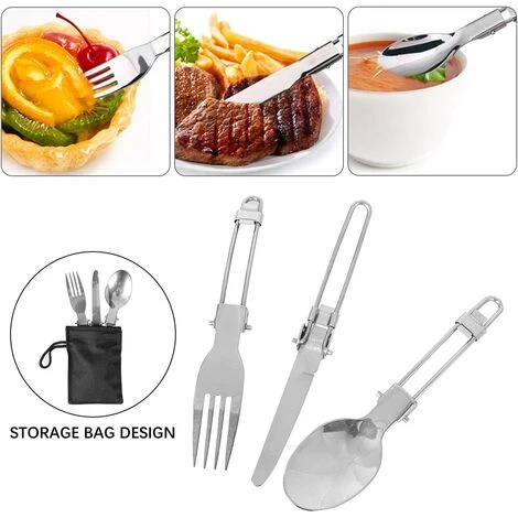 QDRECLOD Kit De Casseroles Camping Avec Le Réchaud De Camping, Casseroles Et Poëles, Pliable En Acier Inoxydable Cuillère/Fourchette/Couteau,Kit De Cuisine De Camping Pour 1-2 Personnes En Voyage Randonnée BBQ - Gris 4 QDRECLOD Kit De Casseroles Camping Avec Le Réchaud De Camping, Casseroles Et Poëles, Pliable En Acier Inoxydable Cuillère/Fourchette/Couteau,Kit De Cuisine De Camping Pour 1-2 Personnes En Voyage Randonnée BBQ - Gris – Image 2