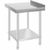 JEOBEST®Table De Travail Ou établi En Inox Avec Rebord De Protection. Table De Travail En Inox, Table De Travail Professionnelle Acier Inox Pieds Ajustable Avec Rebord Hygiénique - Argent