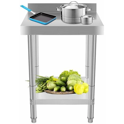JEOBEST®Table De Travail Ou établi En Inox Avec Rebord De Protection. Table De Travail En Inox, Table De Travail Professionnelle Acier Inox Pieds Ajustable Avec Rebord Hygiénique - Argent 7 JEOBEST®Table De Travail Ou établi En Inox Avec Rebord De Protection. Table De Travail En Inox, Table De Travail Professionnelle Acier Inox Pieds Ajustable Avec Rebord Hygiénique - Argent – Image 5