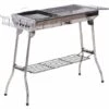 Outsunny Barbecue à Charbon Pliable Portable BBQ Grill Sur Pied Avec étagères + Grille + Plaque Cuisson Dim. 104L X 33l X 70H Cm Acier Inox. - Gris -France Barbecue Soldes Boutique 25008203 1