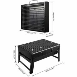BEARSU Grill Barbecue, Portable Et Pliable Barbecue De Table Au Charbon De Bois Sans Fumée En Acier Inoxydable à L'Extérieur BBQ Pour Jardin Terrasse Pique-Nique Camping Voyage (36 X 29 X 7.5 Cm) -France Barbecue Soldes Boutique 25029436 3