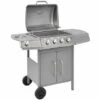 Hommoo Barbecue A Gaz 4 + 1 Zone De Cuisson Argente HDV33122 -France Barbecue Soldes Boutique 25432002 1