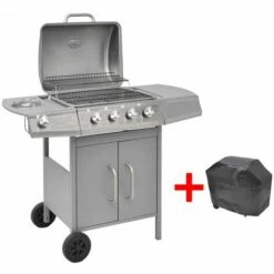 Hommoo Barbecue A Gaz 4 + 1 Zone De Cuisson Argente HDV33122 -France Barbecue Soldes Boutique 25432002 5