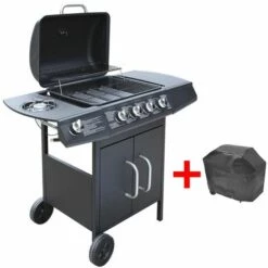 ASUPERMALL Barbecue A Gaz 4 + 1 Zone De Cuisson Noir