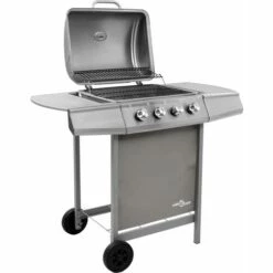 TRUE DEAL Barbecue Gril à Gaz Avec 4 Brûleurs Argenté -France Barbecue Soldes Boutique 26370237 4