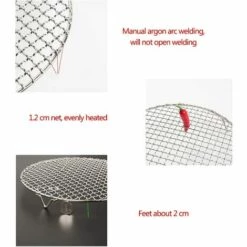 BEARSU Réseau Coréen De Barbecue Pince à Griller En Acier Inoxydable 304 Grille Rond Avec Pied Argent 18cm -France Barbecue Soldes Boutique 26509219 3