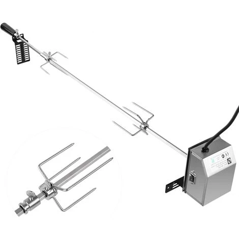MVPOWER 107CM BBQ Tournebroche Avec Moteur 4W 220-240V 50Hz Électrique Automatique Rotatif En Acier Inoxydable Pour Grill Barbecue, Certification CE, LFGB, Argent 3 MVPOWER 107CM BBQ Tournebroche Avec Moteur 4W 220-240V 50Hz Électrique Automatique Rotatif En Acier Inoxydable Pour Grill Barbecue, Certification CE, LFGB, Argent