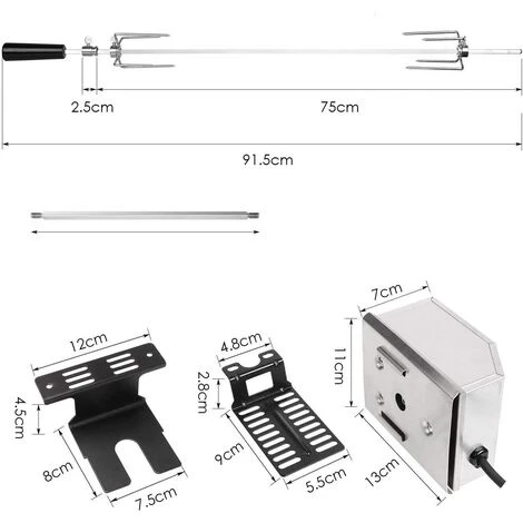 MVPOWER 107CM BBQ Tournebroche Avec Moteur 4W 220-240V 50Hz Électrique Automatique Rotatif En Acier Inoxydable Pour Grill Barbecue, Certification CE, LFGB, Argent 6 MVPOWER 107CM BBQ Tournebroche Avec Moteur 4W 220-240V 50Hz Électrique Automatique Rotatif En Acier Inoxydable Pour Grill Barbecue, Certification CE, LFGB, Argent – Image 4