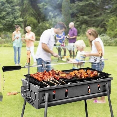 MVPOWER 107CM BBQ Tournebroche Avec Moteur 4W 220-240V 50Hz Électrique Automatique Rotatif En Acier Inoxydable Pour Grill Barbecue, Certification CE, LFGB, Argent 7 MVPOWER 107CM BBQ Tournebroche Avec Moteur 4W 220-240V 50Hz Électrique Automatique Rotatif En Acier Inoxydable Pour Grill Barbecue, Certification CE, LFGB, Argent – Image 5