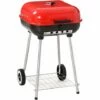 HOMCOM Barbecue à Charbon BBQ Grill Sur Pied Avec Couvercle Et Roulettes Dim. 47L X 45l X 70H Cm Acier émaillé Rouge -France Barbecue Soldes Boutique 27623413 1