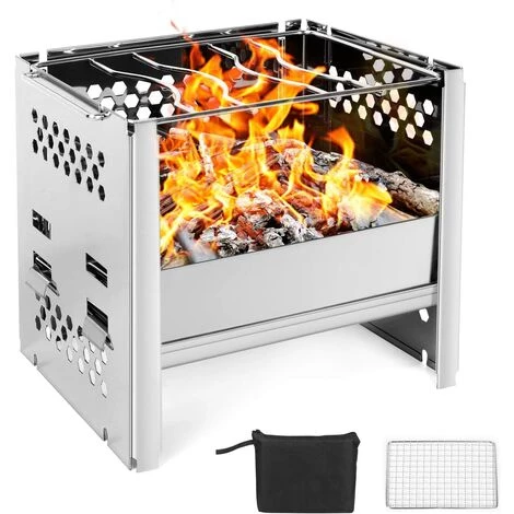 BRIDAY Réchaud De Camping Portable, Camping Poêle À Bois Léger Avec Grille Et Sac De Rangement, Pliable Compact Durable Pour Barbecue Randonnée Camping Pique-Nique Cuisine De Plein Air 3 BRIDAY Réchaud De Camping Portable, Camping Poêle À Bois Léger Avec Grille Et Sac De Rangement, Pliable Compact Durable Pour Barbecue Randonnée Camping Pique-Nique Cuisine De Plein Air