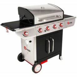 SOMAGIC - Barbecue Au Gaz MANHATTAN 450GPI - 4 Brûleurs + Réchaud 14kW - Noir