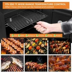 MVPOWER Barbecue à Charbon ;barbecue Fumeur Baril Fumant Gril Avec Thermomètre Et Poignée, Pour 5-10 Personnes, Pour Le Camping Et La Garden-party, 102 * 40.5 * 37.5 Cm, Grande Capacité, Noir, Carré -France Barbecue Soldes Boutique 29551791 4