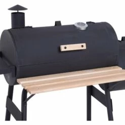 Outsunny Barbecue à Charbon Fumoir BBQ Grill Smoker Sur Pied Avec Couvercle, Roulettes, Thermomètre, étagères Acier Laminé à Froid Noir -France Barbecue Soldes Boutique 29699011 4